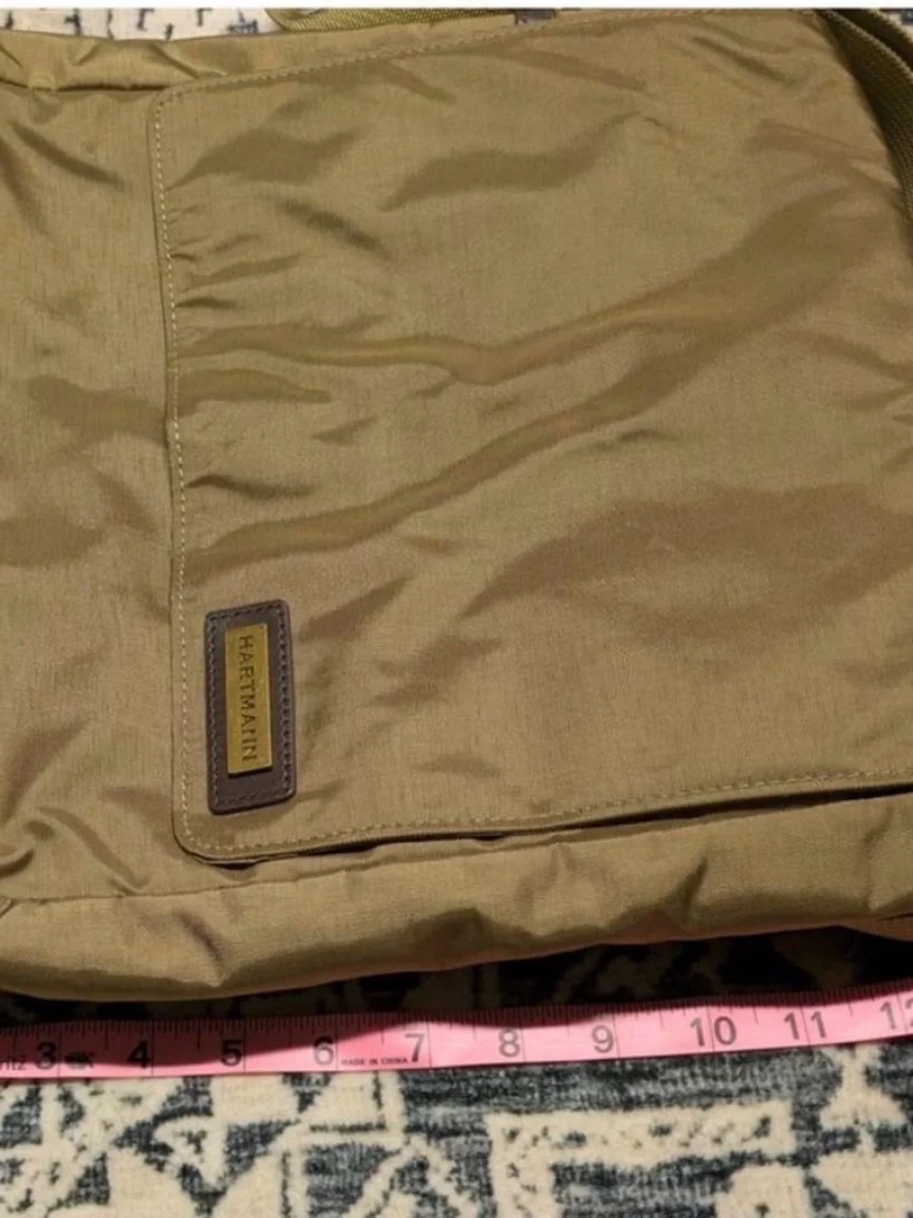 Vintage Hartmann Army Olive Green Brown Canvas Messenger Bag